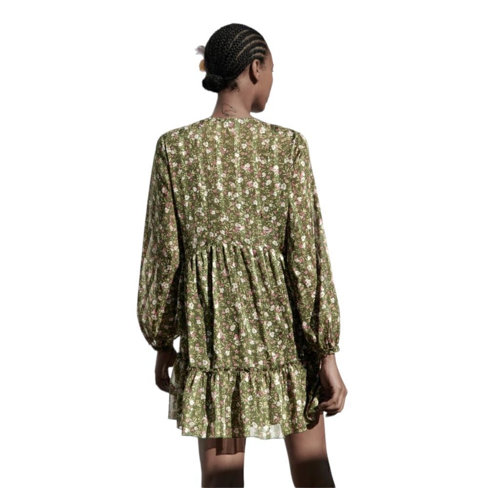 ZARA | Green | FLORAL PRINT DRESS - Picture 9 of 10